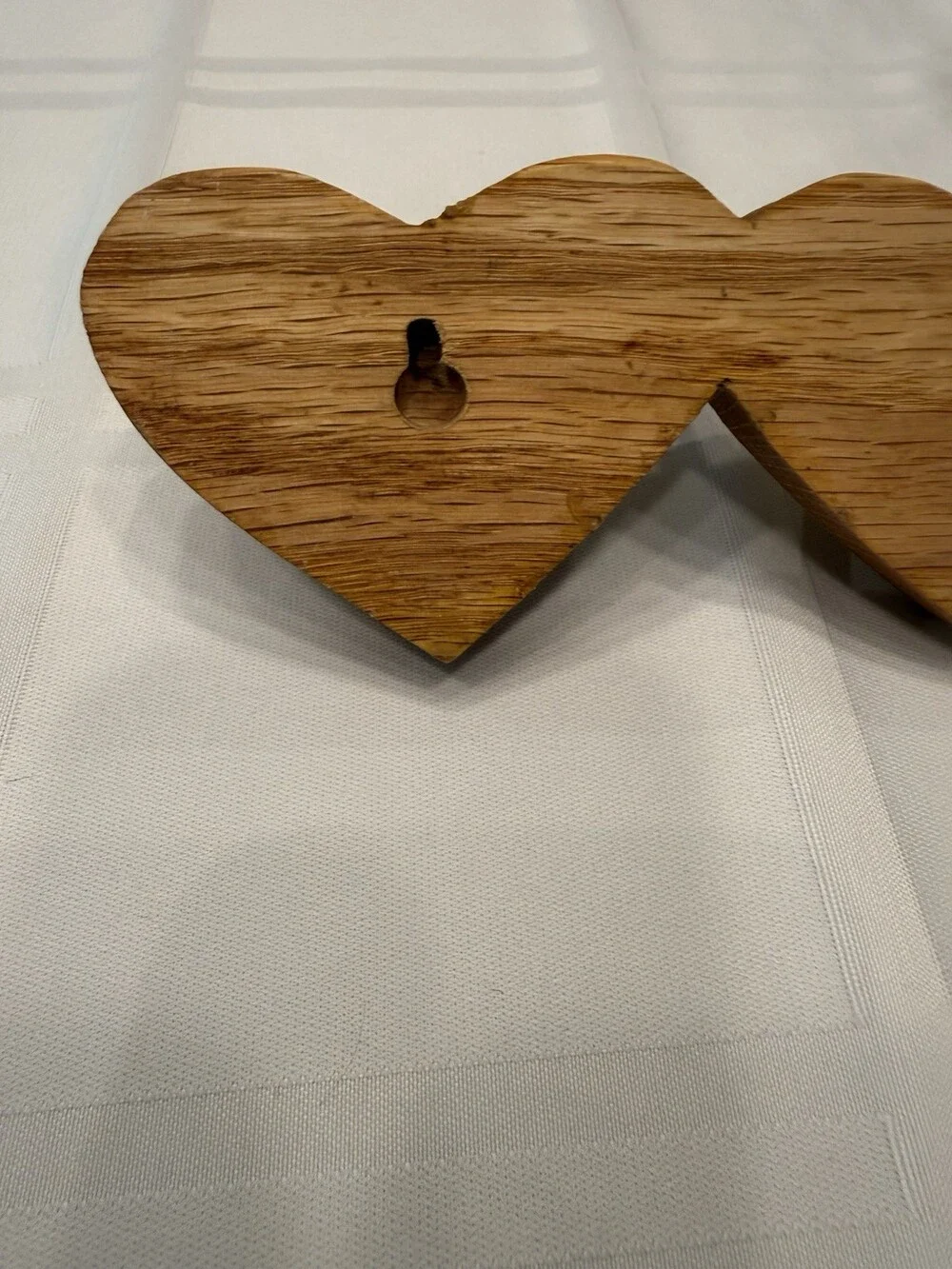 Vintage Oak Wood Heart Peg Rack Wall Hanger Country Cottage McFadden 5-Heart